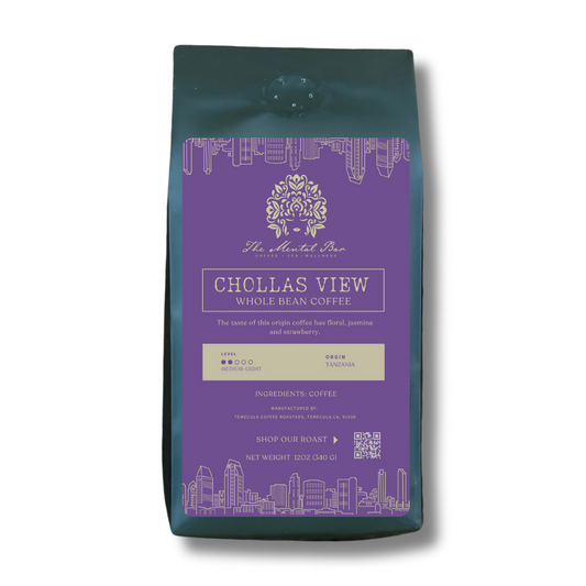 Chollas View Ethiopian light roast coffee with floral, jasmine, and strawberry notes.