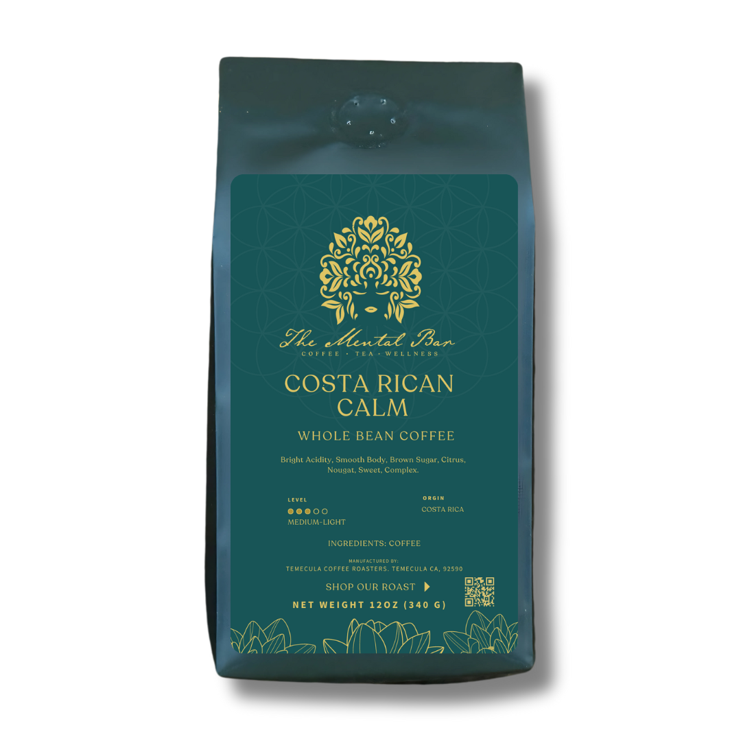 Costa Rican Calm light-medium roast coffee with citrus and brown sugar flavors