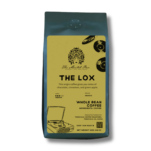 The Lox Mexican roast coffee featuring chocolate, cinnamon, and green apple notes.